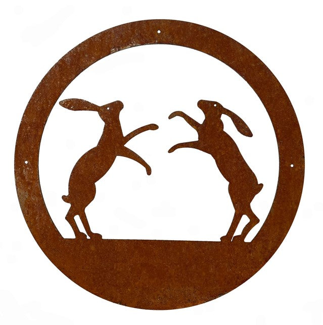 BOXING HARES - WALL ART - READY TO RUST